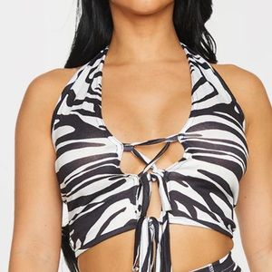 Zebra tie crop top
